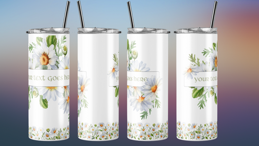 20oz Skinny Tumbler Glow in the Dark Daises