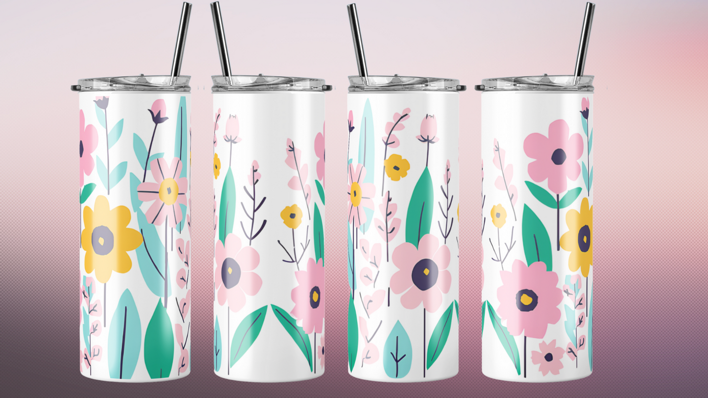20oz Skinny Tumbler Glow in the Dark Flower Power
